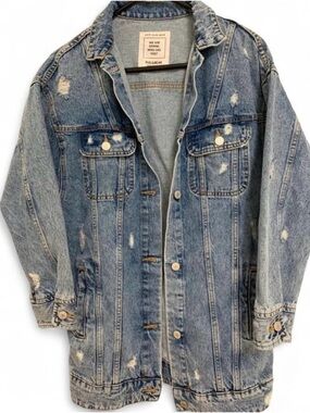 Pull&Bear Distressed Denim Jacket